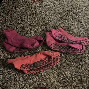 Barre Socks - Pink and Red Non-Slip Socks (set of 3 pairs)